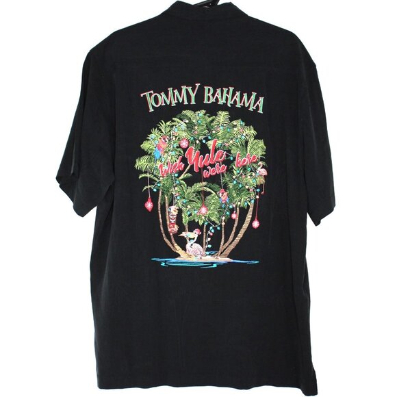 Tommy Bahama Mens Medium Silk Embroidered Button Up Hawaiian Shirt H934 - Picture 1 of 7